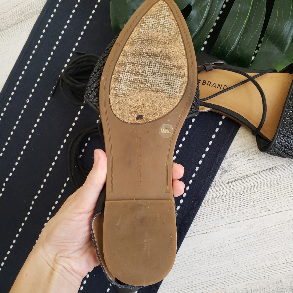 Lucky Brand| Mackneill Lace Up Woven Flats Black Size 6.5 - Picture 4 of 5